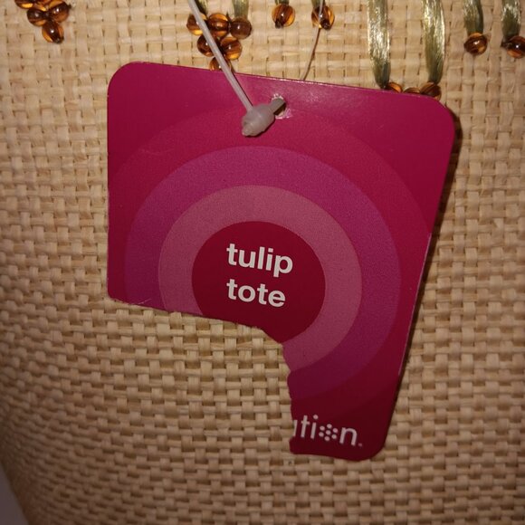 WOMEN'S TARGET WOVEN STRAW TULIP TOTE BAG - Picture 2 of 11